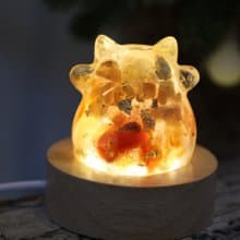 【快速出貨】鴻運當頭日式寶石瑪瑙招財貓小夜燈-財位開運