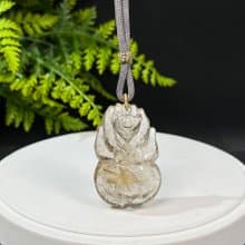 冰透金髪晶九尾狐吊墜 立體手雕發絲金紅石水晶項鏈 富貴吉祥自信