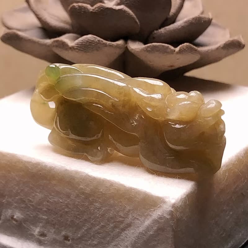 【招財神獸】黃翡飄綠翡翠飛天貔貅 | 天然緬甸玉翡翠A貨 | 送禮