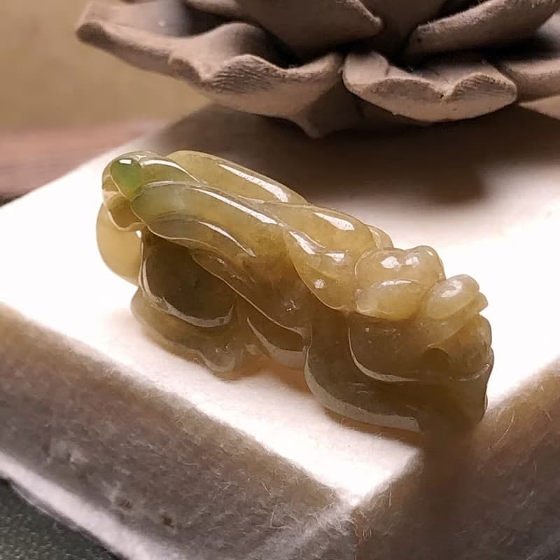 【招財神獸】黃翡飄綠翡翠飛天貔貅 | 天然緬甸玉翡翠A貨 | 送禮