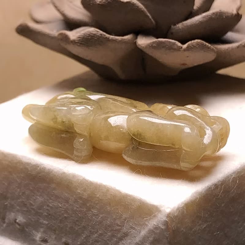 【招財神獸】黃翡飄綠翡翠飛天貔貅 | 天然緬甸玉翡翠A貨 | 送禮