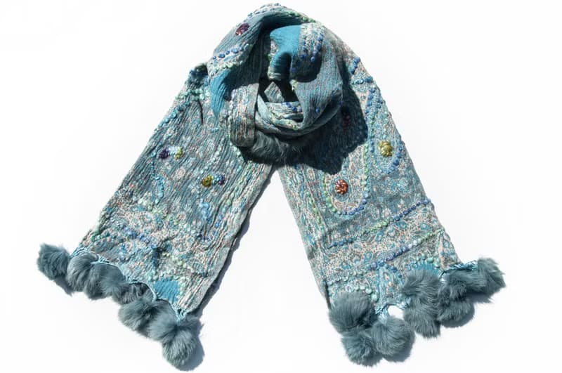 喀什米爾Cashmere/水煮羊毛披肩/針織圍巾/刺繡圍巾/羊絨披巾-花