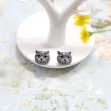 British Shorthair cat Earrings, Cat Stud Earrings, cat lover gifts