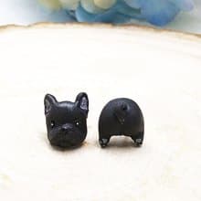 全手制 黑色 波士頓梗 波士頓犬防敏感耳針 耳釘/耳夾