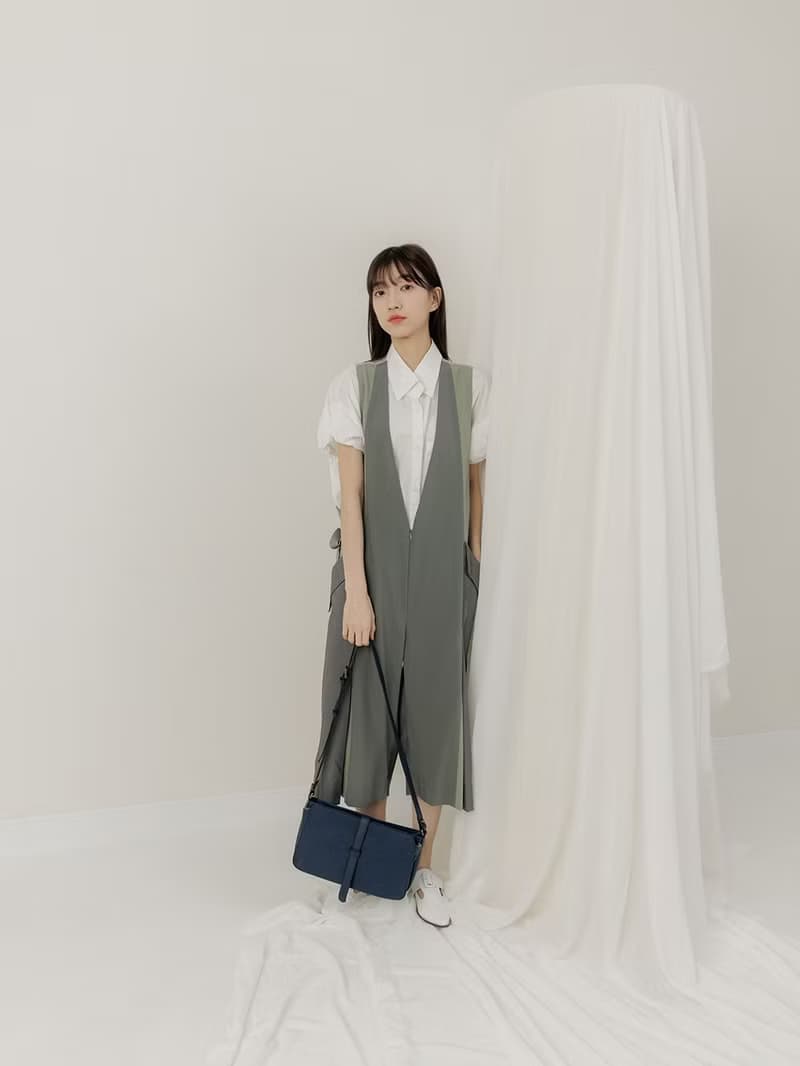 supportingrole 真皮簡單優雅線條設計肩側背包 藍