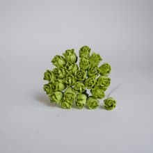 Paper flower, DIY 25 pieces, size 1 x1.2 cm. budding rose flower, green color.