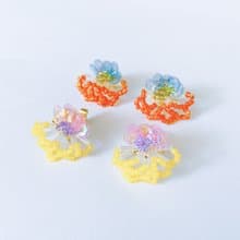 夏天的珊瑚-藍橘/粉黃色 耳環/耳針/耳夾/夾式/耳飾