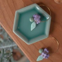 TeaTime  紫與綠小花組合  耳環 耳夾