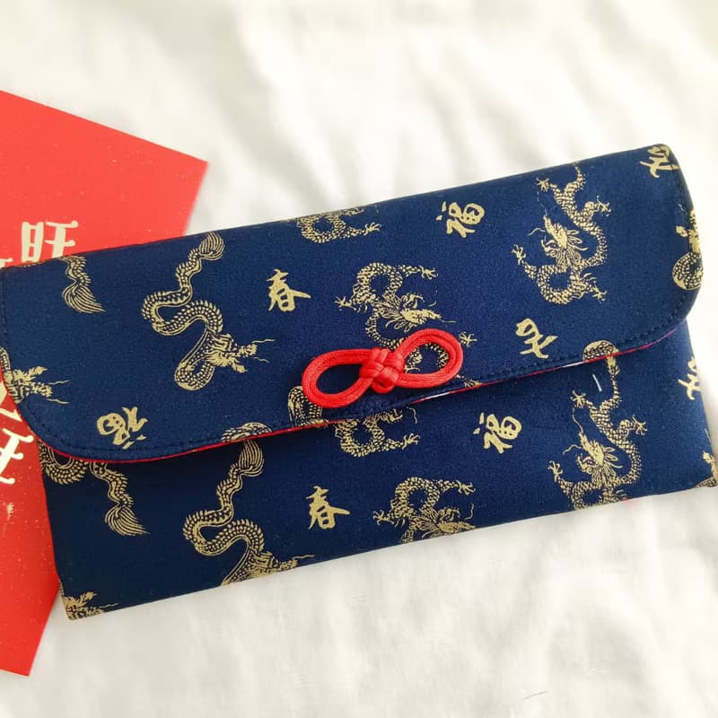 福氣龍年-2色可選。布紅包袋 布存摺袋。免費繡名字