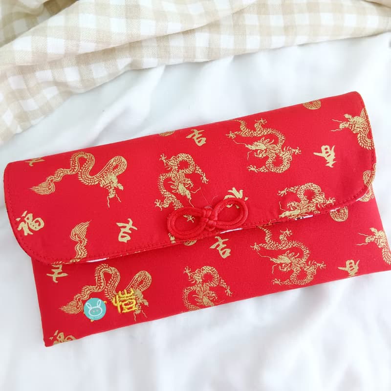福氣龍年-2色可選。布紅包袋 布存摺袋。免費繡名字