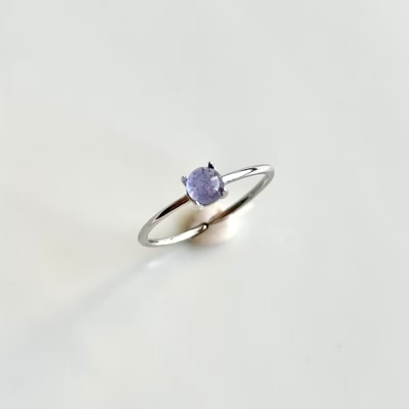 鍍銠+SV925 高等級坦桑石 迷你寶石戒 / 十二月誕生石