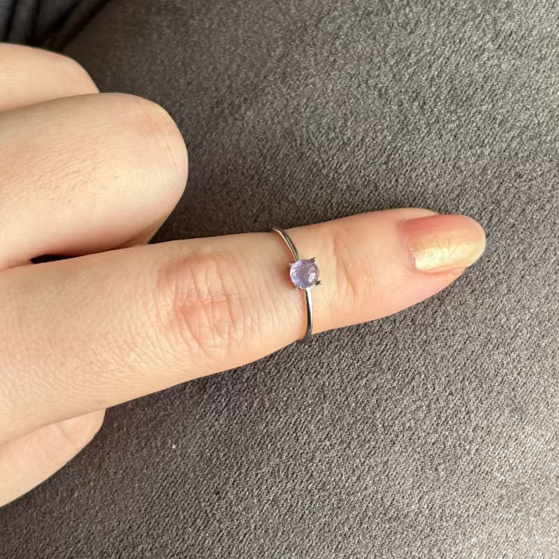 鍍銠+SV925 高等級坦桑石 迷你寶石戒 / 十二月誕生石