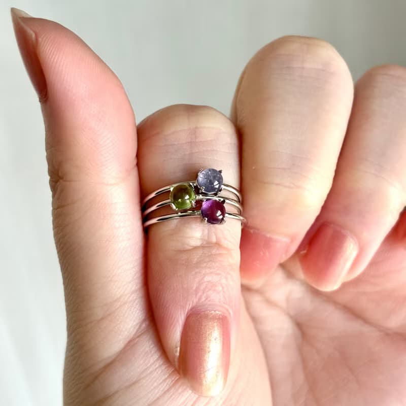 鍍銠+SV925 高等級坦桑石 迷你寶石戒 / 十二月誕生石