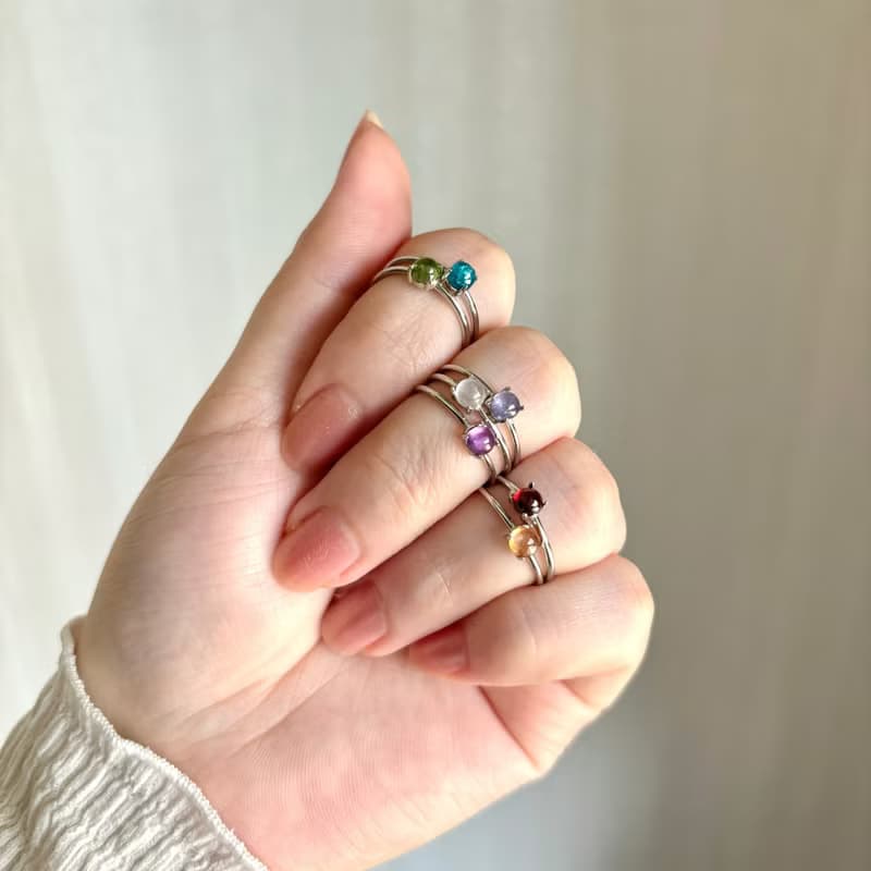 鍍銠+SV925 高等級坦桑石 迷你寶石戒 / 十二月誕生石