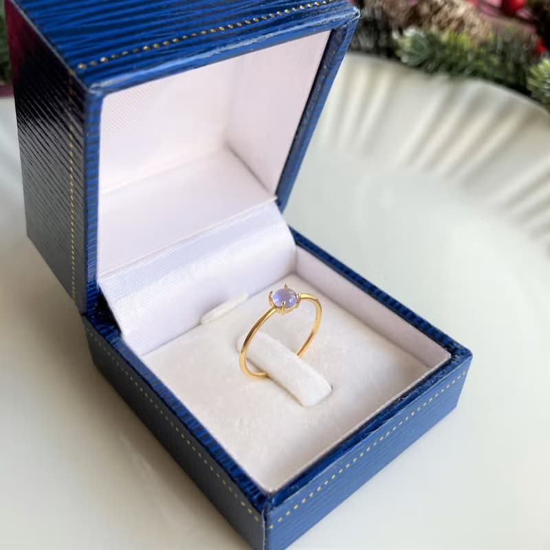 鍍銠+SV925 高等級坦桑石 迷你寶石戒 / 十二月誕生石