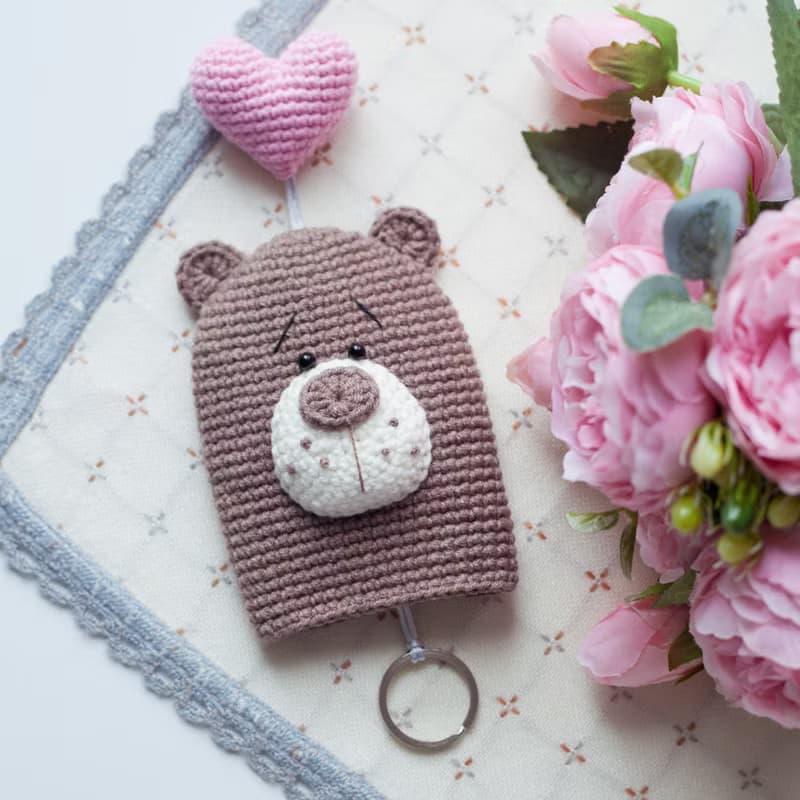 【數位】Crochet Pattern Bear with Heart Key Cover - Digital Item