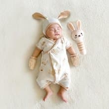 Bunny Eyelet Newborn Outfit Set (Eyelet + Hat + Rattle)