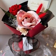 【情人節花束】flower-of-life有錢花束 厄瓜多永生玫瑰 鈔票花