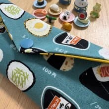 文青風環保純棉筷袋 美味三角飯糰 湖水綠 厚實手感 水豚君就愛壽