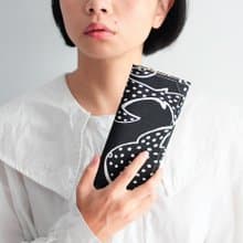 黑色鯨鯊/京都手工棉麻布+紙長夾/1983ERXspicaの庭 超輕量錢包