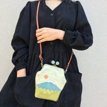 手機包 吻鎖口金包包 斜背小包 側背包 單肩背包 金抹富士山