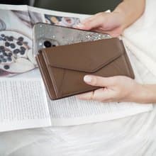 Sundae (Cedar): SLIM Long wallet, Cow Leather, leather wallet, Brown-grey