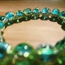 【琉璃系列】水綠銀箔琉璃珠手鍊