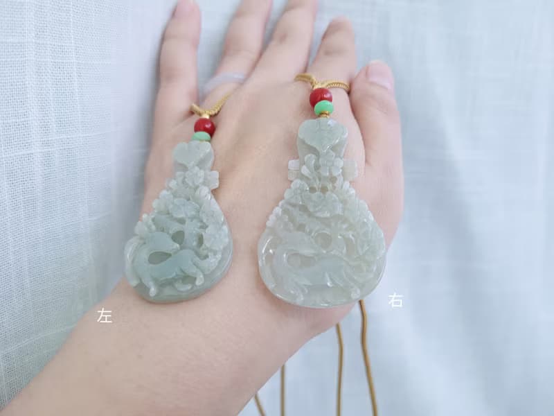 【親翠】天然翡翠 冰睛琵琶知音梅花鹿特殊設計項鍊 | 老種老料