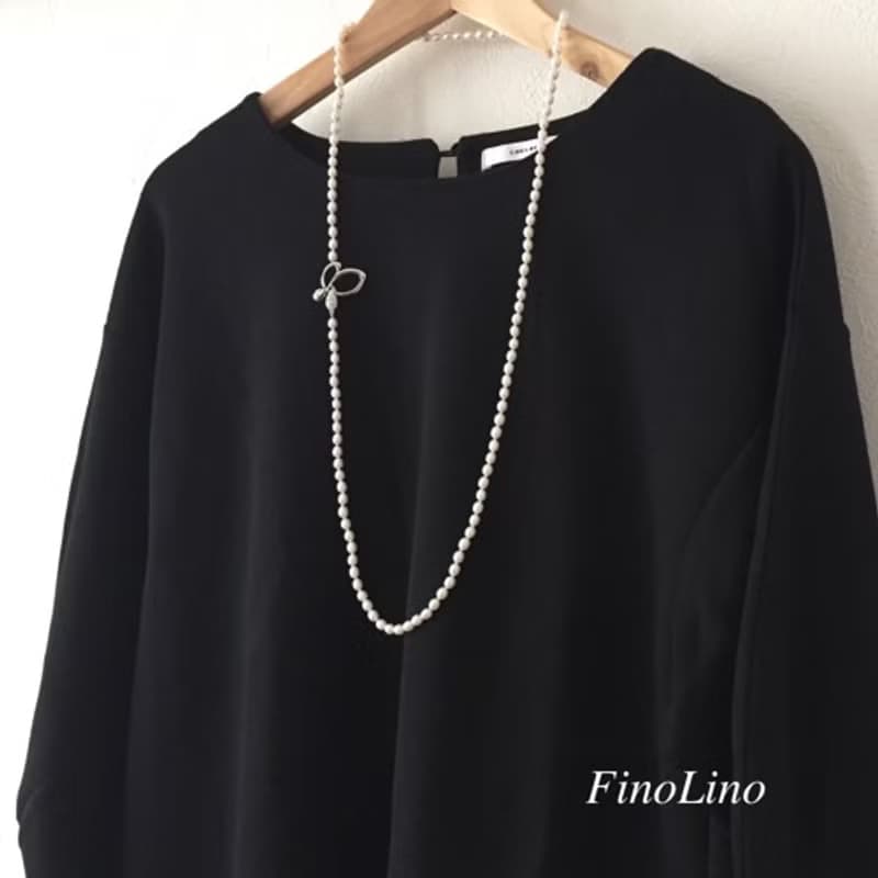 淡水パールのロングネックレス　蝶の留め金付き　2way使用できます