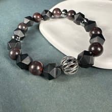 紅伊丁隕石 黑瑪瑙天然水晶手鍊/避邪擋災減少焦慮排除負能量