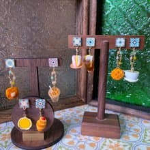 (茶餐廳) 細工布花 耳環耳夾 懷舊 港式