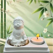 居家禪境美學 淨念吉祥小佛之衲靜 擴香燭台系列 可搭配精油擴香