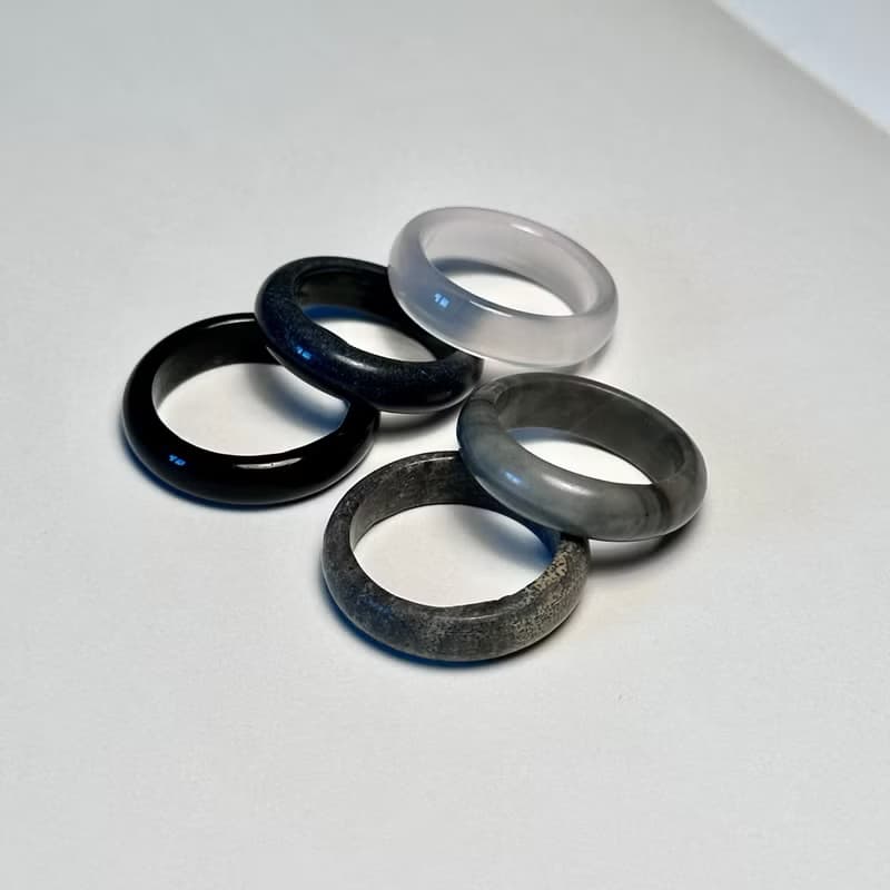 【日霧凌夜 黑白灰簡約系寶石戒】黑瑪瑙 黑石 白水晶 介指戒指
