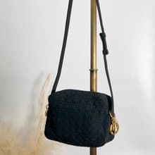 【 日本直送　名牌中古包 】Christian Dior カナージュ ショルダーバッグ ダークネイビー チャーム ナイロン vintage pdtnij