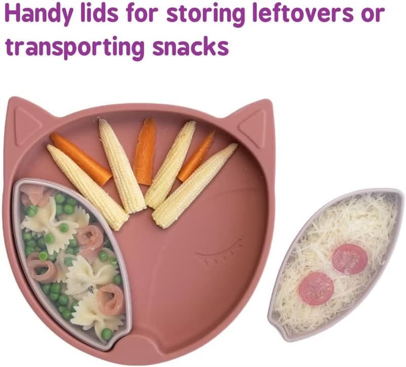 Tidy TOT 矽膠吸盤餐盤及零食盒 - 狐狸
