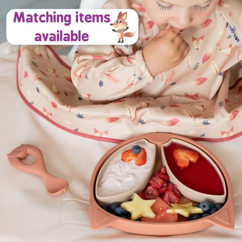 Tidy TOT 矽膠吸盤餐盤及零食盒 - 狐狸