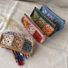拼貼筆袋 小物袋 棉 手工編織