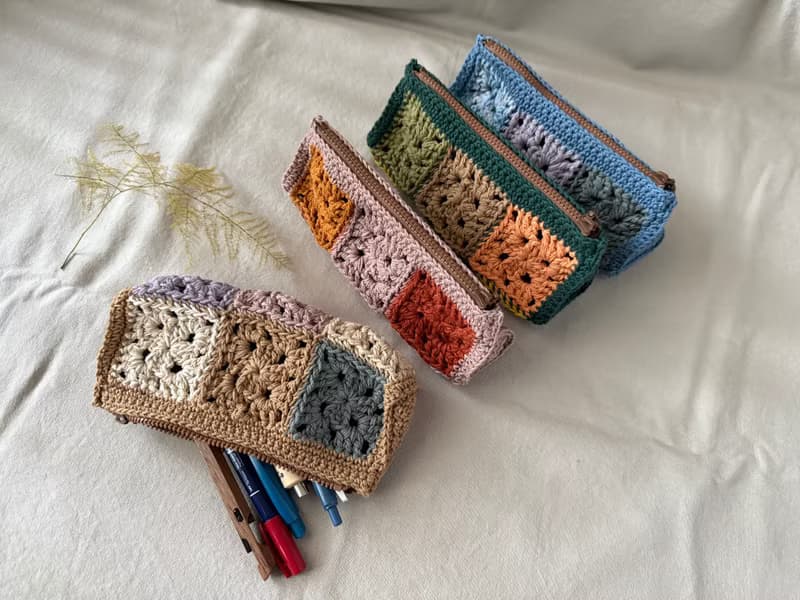 拼貼筆袋 小物袋 棉 手工編織