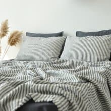 Striped linen sheet set / Flat+fitted sheet+2 pillowcases / Striped bedding
