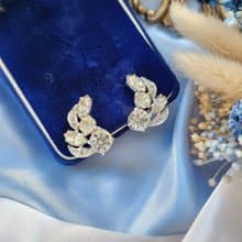 Eisenberg Ice晶鑽梨葉晚宴夾式耳環/vintage西洋古董飾品