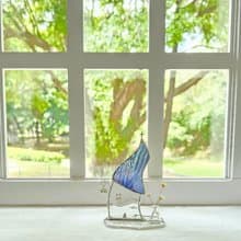 幻想森林玻璃教堂擺設100%原創手作-紫藍