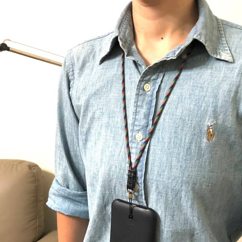 美國傘繩配牛皮頸片手機掛繩/兩種接頭供選擇