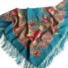 Authentic Pavlovo Posad Russian Shawl Scarf Soft 100% Wool 89x89 cm 779-11