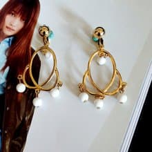 vintage jewelry 俏麗佳人幾何垂墜 夾式耳環