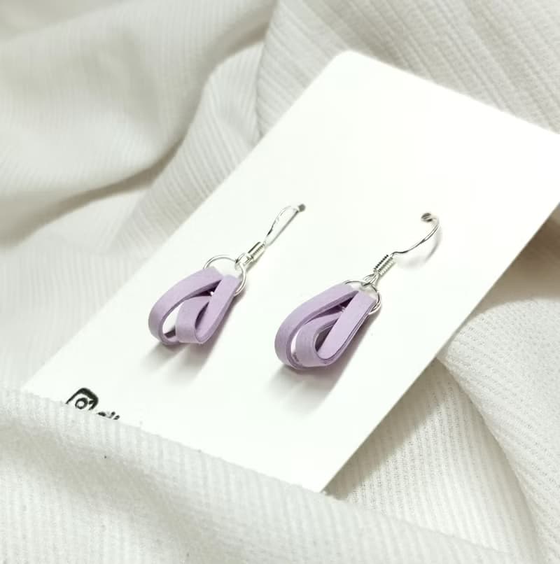 衍紙 捲紙 紙工藝 紙珠寶 手作飾品--纏繞/粉紫色 paper earring