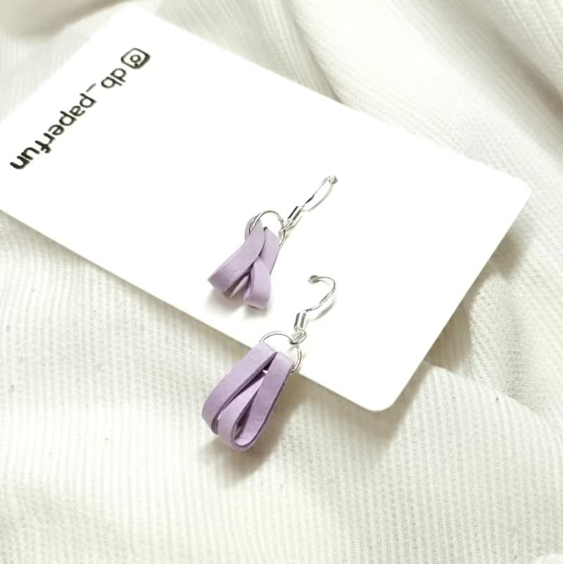 衍紙 捲紙 紙工藝 紙珠寶 手作飾品--纏繞/粉紫色 paper earring
