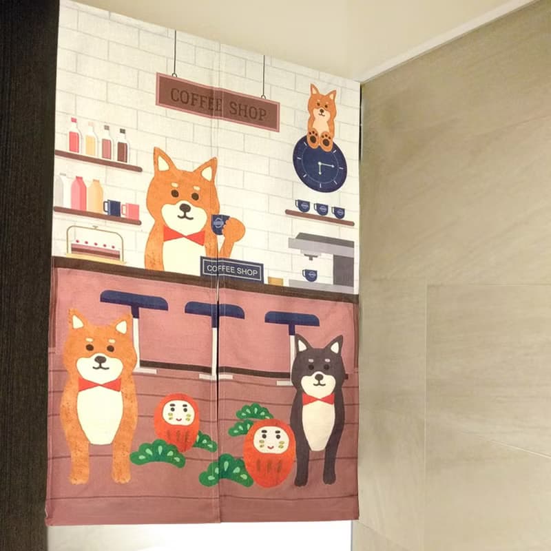 門簾 窗簾 柴犬咖啡廳