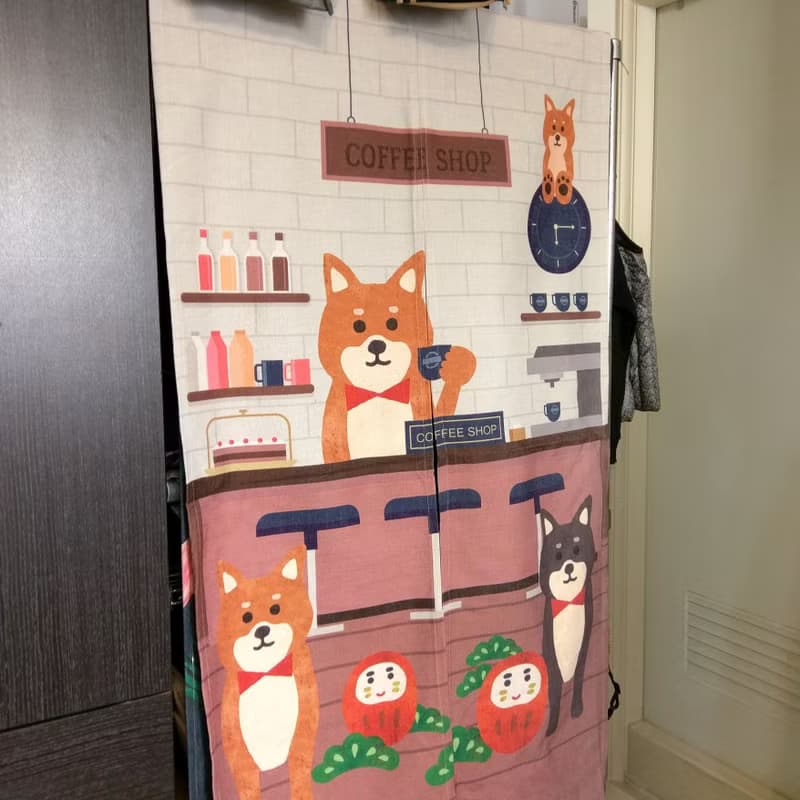 門簾 窗簾 柴犬咖啡廳