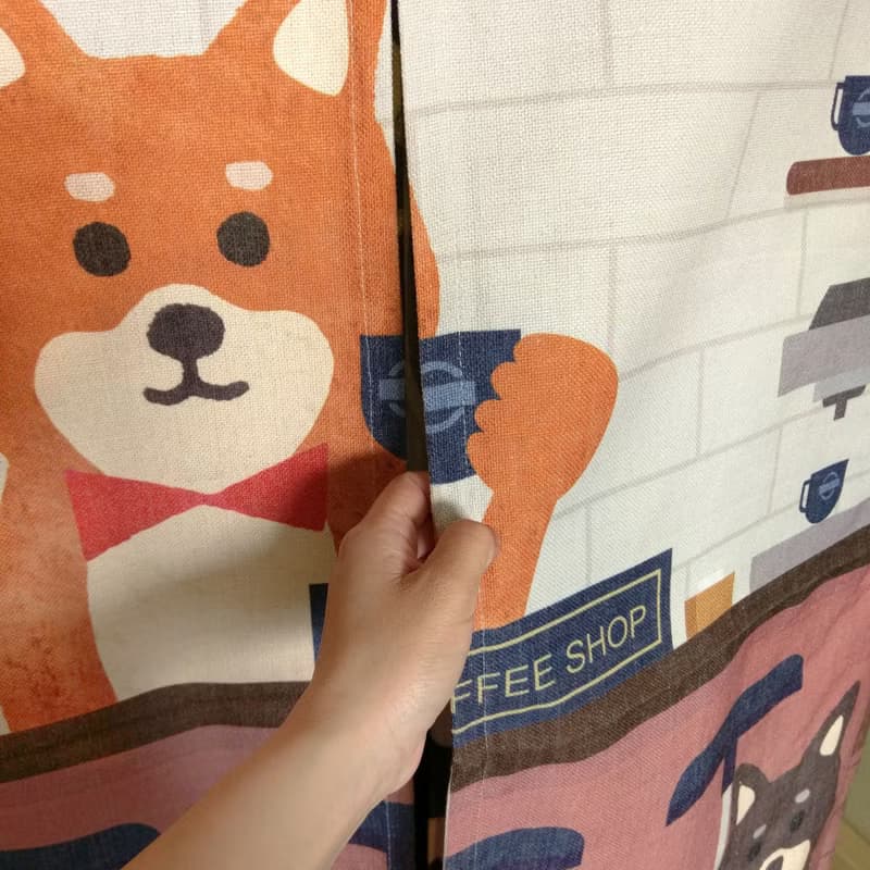門簾 窗簾 柴犬咖啡廳