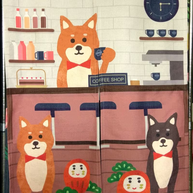 門簾 窗簾 柴犬咖啡廳